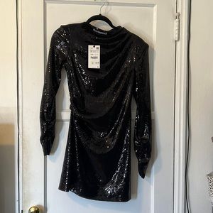 Zara sequined black dress